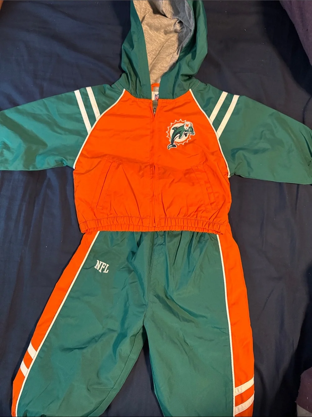 NFL Team Apparel Kids Hooded Jacket in Gray, Teal & Orange